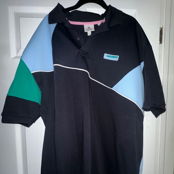 Lacoste Live Colorblock Polo Shirt XXL Black, Blue & Green Stylish Casual Wear - Picture 2 of 7